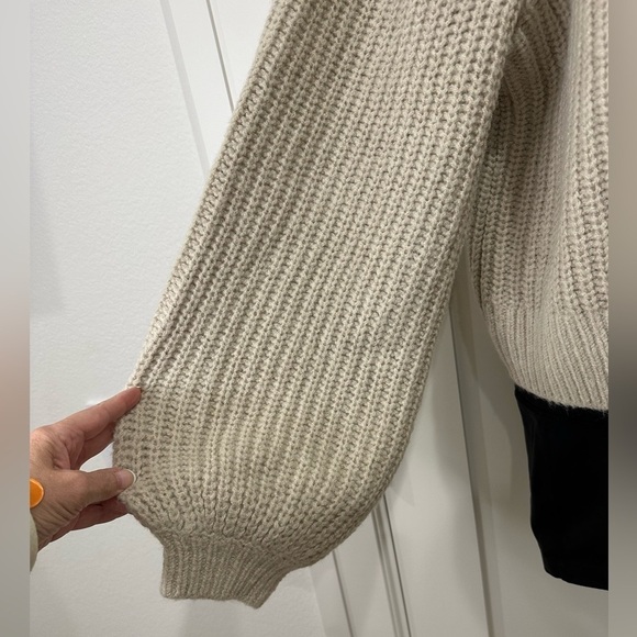 Boden Chunky Knit Sweater Ribbed Wool Alpaca Crewneck Beige Large Quiet Luxury - Picture 6 of 12